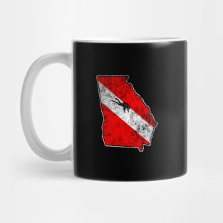 Georgia Dive Flag Scuba Diving State Map Dive Flag Distressed Mug